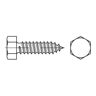 Sechskant-Blechschrauben mit Spitze DIN 7976 / ISO 1479 Form C Stahl gal vz 3,5 x 13